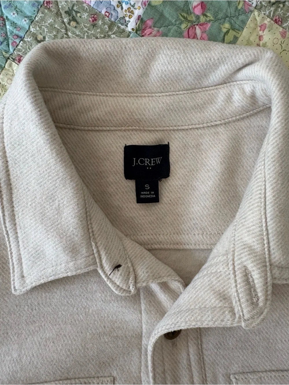 J. Crew Cream Button-Front Overshirt with Chest Pockets